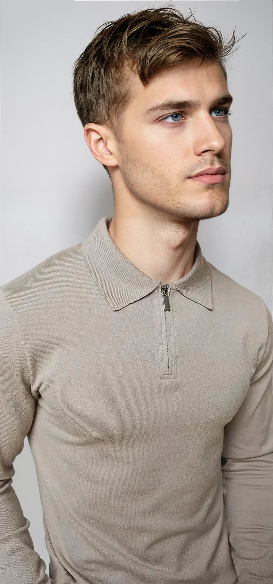 Knitted Long Sleeve Polo
