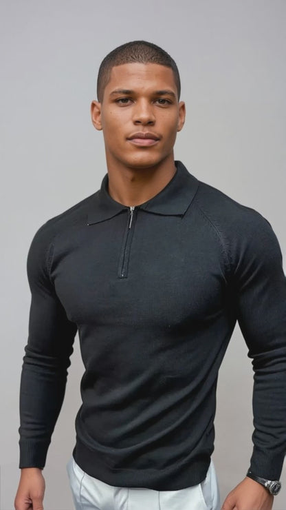 Motion LS Zip Polo - Black